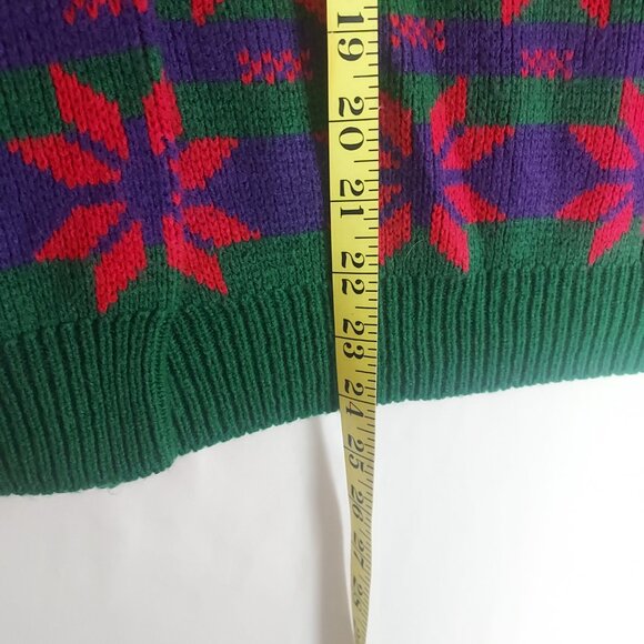 Vintage Objectives Knit Sweater Vibrant Flower Snowflake Chunky Heavy - Picture 4 of 8